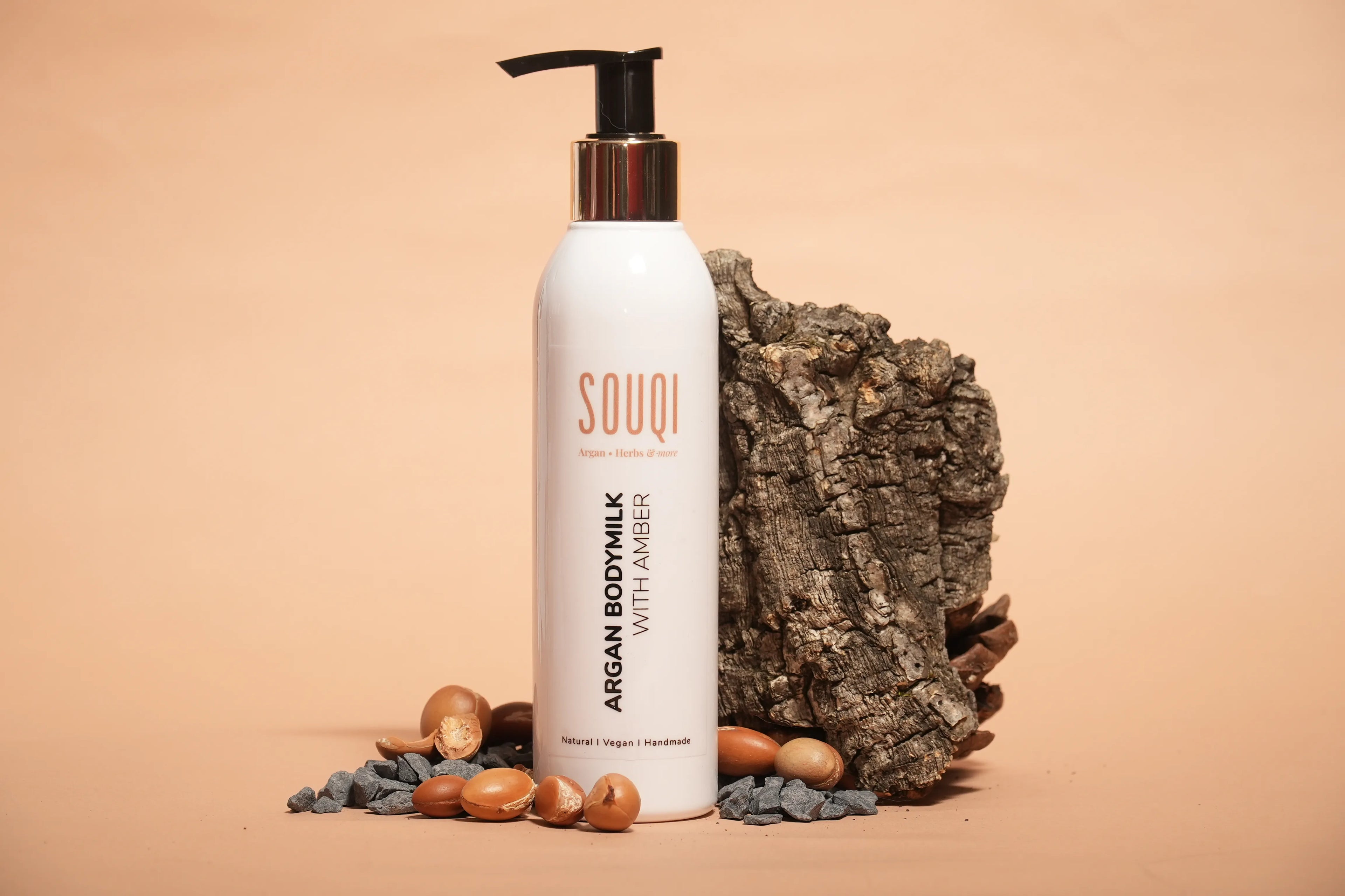 Souqi Argan Bodymilk met Amber 200ml - biologische arganolie en cactusvijgolie voor droge huid