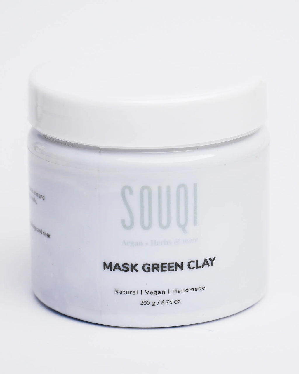 Souqi Groene Kleimasker 200g met rozenolie - diepe reiniging voor acne en vette huid, porieen verkleinen