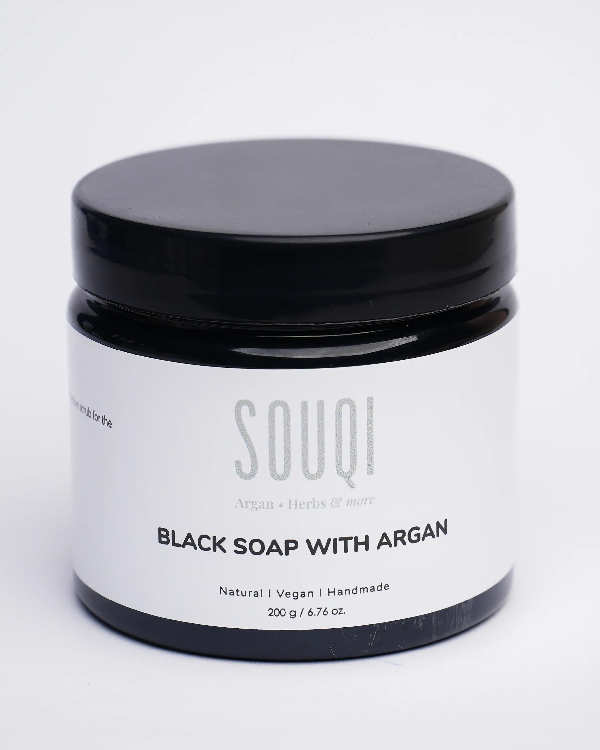 Souqi Marokkaanse Zwarte Zeep met Arganolie 200g — savon beldi voor acne, droge huid en hammam